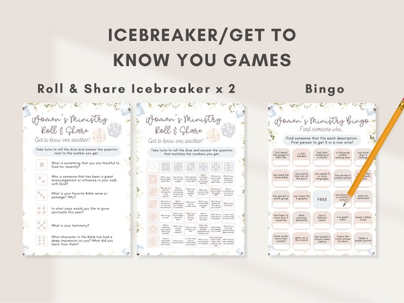 Womens Ministry Icebreaker Games Bundle Printable | Church Ladies Bible ...