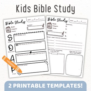 Estudio Bíblico Imprimible para Niños Niños Escuela Primaria Jóvenes / Método SOAP / Actividad Digital de Hoja de Trabajo para Jóvenes Cristianos / Escuela Dominical