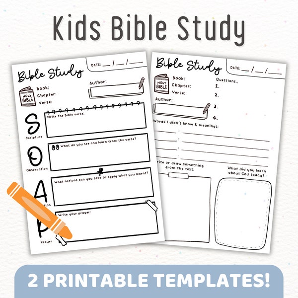 Bible Study Printable for Children Kids Elementary School Youth | SOAP Method | Digital Christian Youth Worksheet Activity | Sunday School