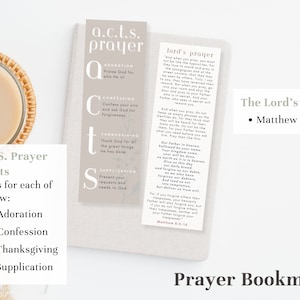 A.C.T.S Prayer Bookmark and The Lord's Prayer Bookmark Matthew 6:5-14