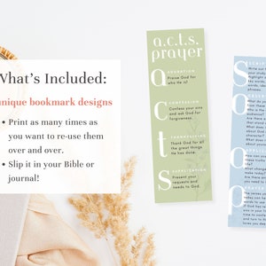 green acts prayer bookmark and blue soap bible study bookmark