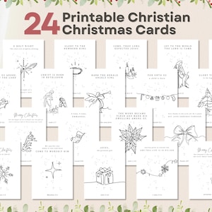 Tarjetas navideñas imprimibles con versículos bíblicos cristianos / Tarjeta de felicitación de la Natividad, tarjeta navideña con versículos religiosos, tarjeta navideña con arte lineal moderno