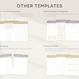 Scripture Memory, Sermon Notes, Bible Journaling, Favorite Verses Templates
