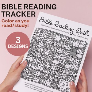 Bible Reading Tracker with Books of the Bible Printable Coloring Page Quilt | Old Testament, New Testament Bible Log | Christian Bible Study