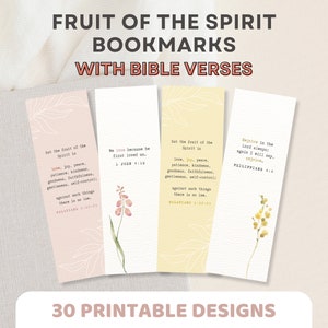 Fruto del Espíritu Marcadores Imprimibles / Versículo Bíblico Cristiano Escritura Marcador Regalos / Mujeres Amantes de los Libros Iglesia Regalo de Navidad Conjunto de impresión