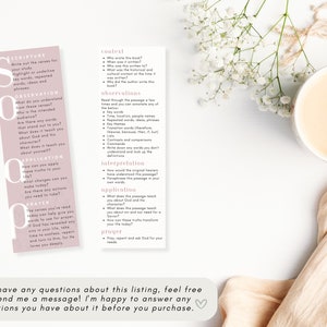 pink bible study soap bookmark with bible study questions