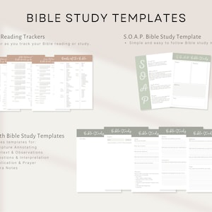 Bible Reading Trackers, SOAP Bible Study, In Depth Bible Study Templates