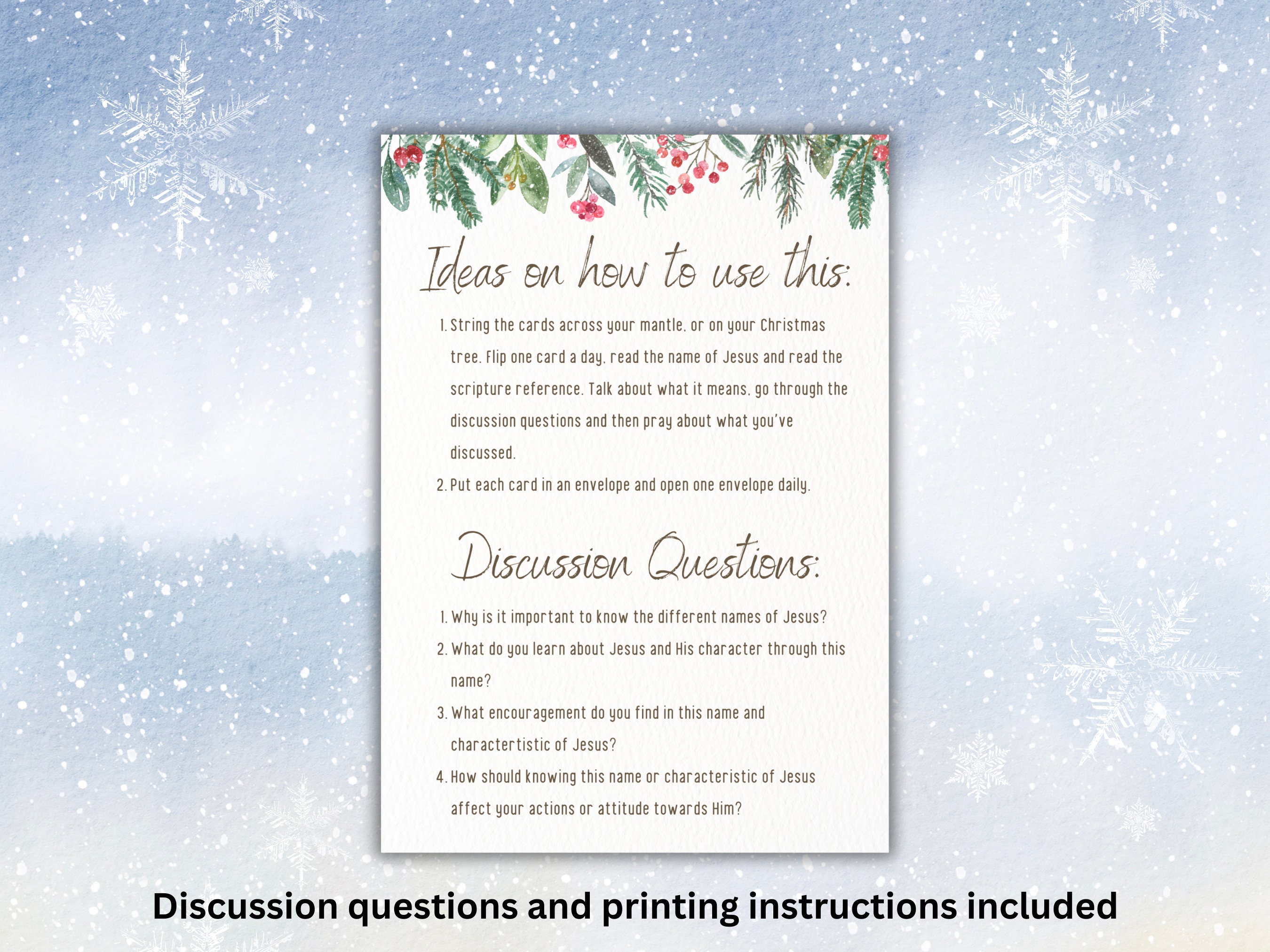 25 Advent Calendar Cards With Names of Jesus & Bible Verses Printable ...