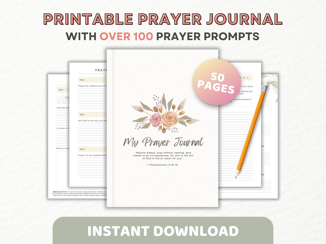 Prayer Journal Printable PDF, Gratitude Journal, Daily Prayer Journal ...