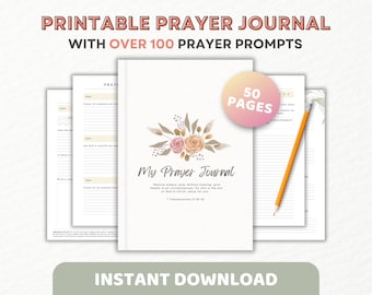 Prayer Journal Printable PDF, Gratitude Journal, Daily Prayer Journal, Faith Prayer Journal, Prayer Cards Printable, Bible Study Template