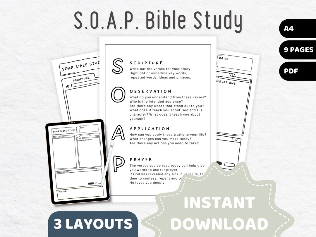 S.O.A.P Bible Study Printable, Christian Digital Templates, SOAP Bible ...