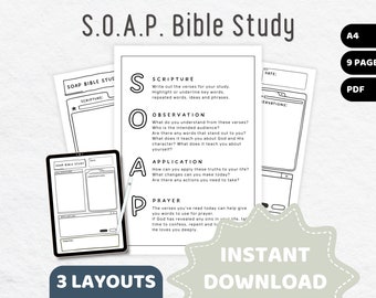 S.O.A.P Bible Study Printable, Christian Digital Templates, SOAP Bible Resource, Fun Bible Study GoodNotes, Youth Bible Study Teens Bible