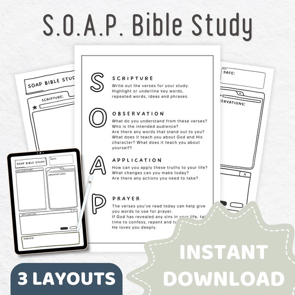 S.O.A.P Bible Study Printable, Christian Digital Templates, SOAP Bible Resource, Fun Bible Study GoodNotes, Youth Bible Study Teens Bible