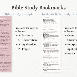 SOAP Bible study bookmarkwith questions and bible study prompts