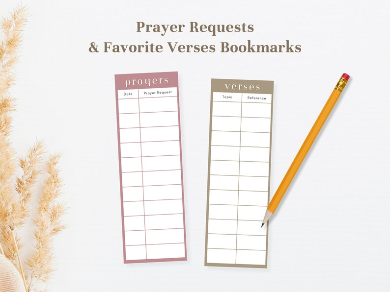Prayer Requests Bookmark and Favorite Verses Bookmark