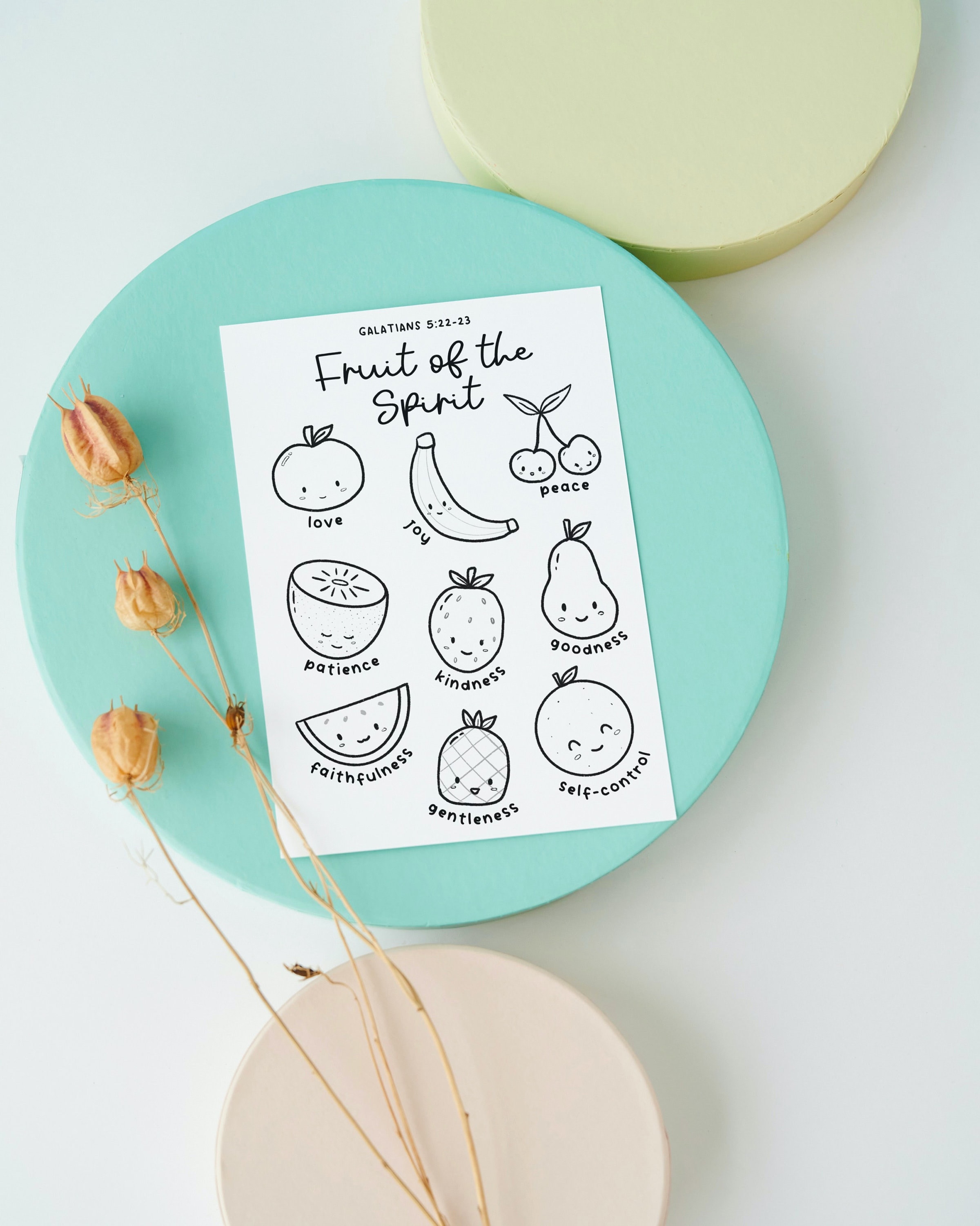 Fruit of the Spirit Coloring Page Printable for Sunday School
