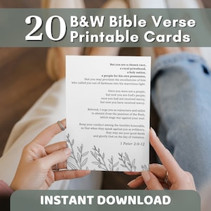 20 Tarjetas de versículos bíblicos imprimibles / Tarjetas de memoria de las Escrituras ESV, Tarjetas de felicitación cristianas / Versículos alentadores, Citas bíblicas, Arte de la pared de las Escrituras