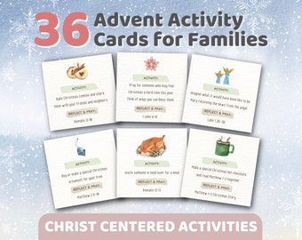 Advent Activity Cards Printable, Christian Children Advent Cards, Advent Countdown, Advent Calendar, Christmas Activities Bible Verse Cards