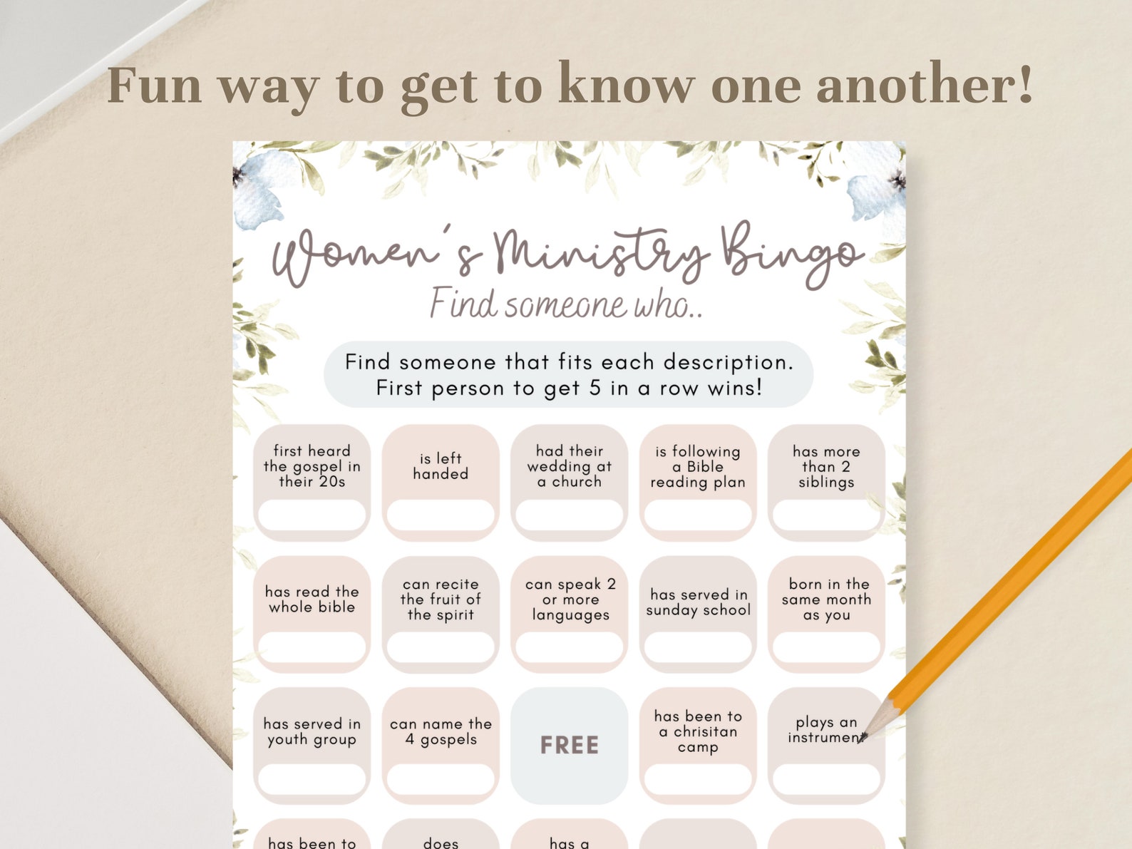 Womens Ministry Bingo Game Printable | Find Someone Who Game ...