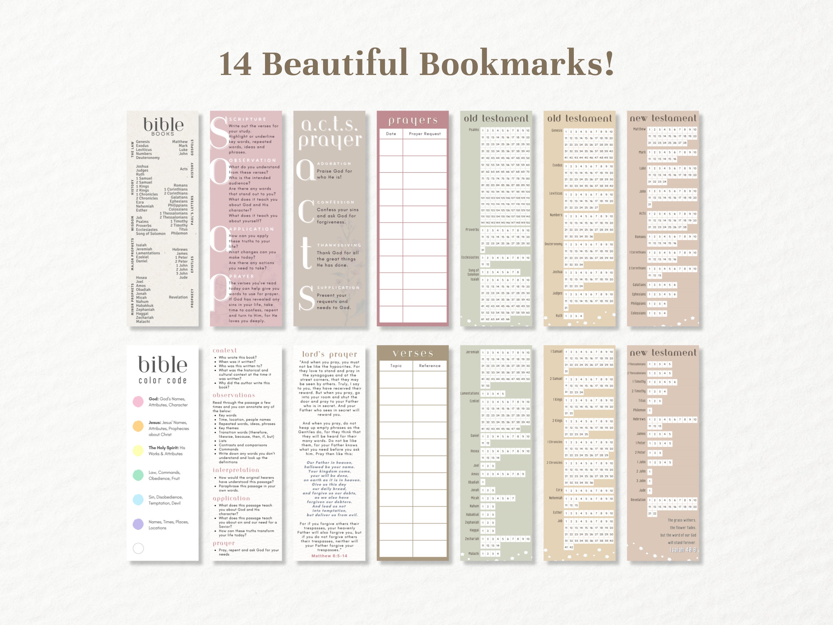 【bible】14点おまとめ 14 Bible Study Bookmarks Printable | Books of the Bible