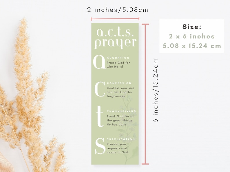 acts prayer bookmark 2x6 inches printed
