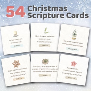 Cartes bibliques de Noël imprimables NIV, cartes versets bibliques de l'Avent, étiquette-cadeau de Noël chrétien, cartes bibliques enfants, compte à rebours de l'Avent