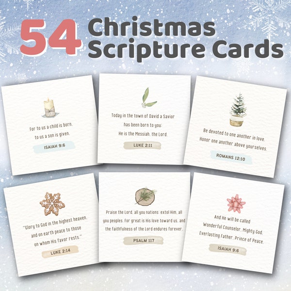 Christmas Scripture Cards Printable NIV, Advent Bible Verse Cards, Christian Christmas Gift Tag, Children Scripture Cards, Advent Countdown