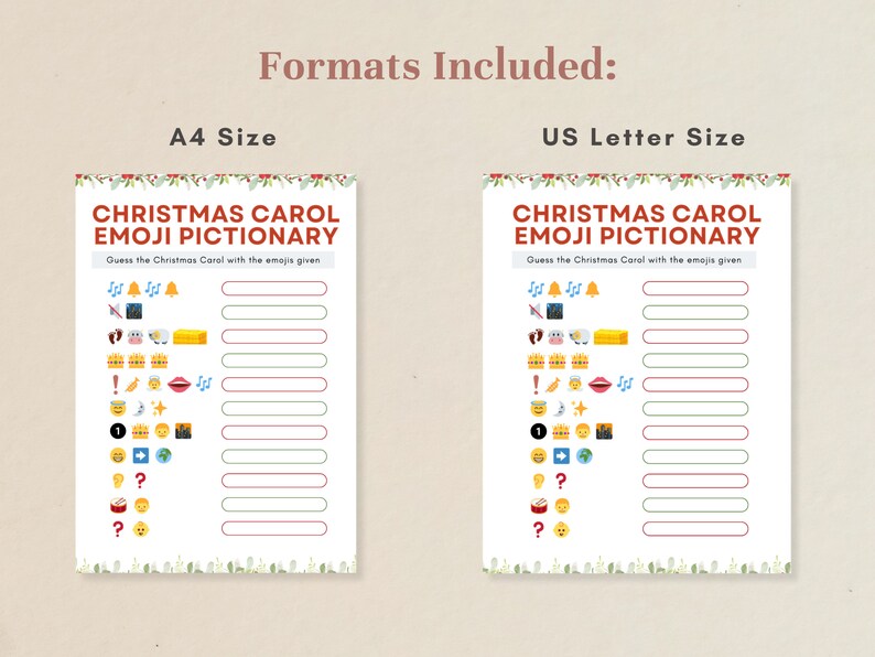 Christmas Carols Emoji Pictionary Game Printable PDF | Christian Party ...