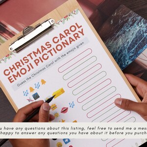 Christmas Carols Emoji Pictionary Game Printable PDF | Christian Party ...