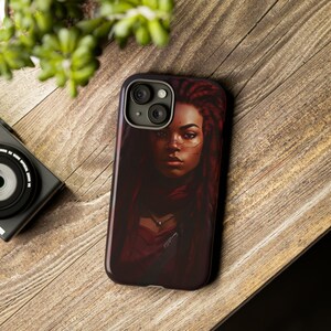 Beautiful Black Girl, Afro Centric, Black Girl Magic, Afro Art, Beautiful Black Woman with long Dreadlocks Custom Phone Case