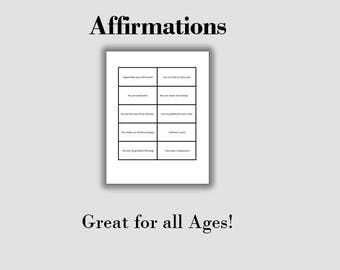 Affirmation Cards: Encouragement, Positivity, Printable, Digital Download