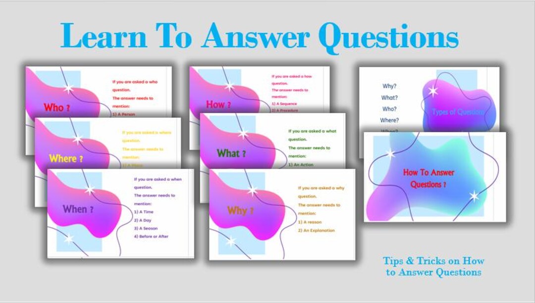 Answer Questions: Who?, What?, Where?, When?, Why?, Printable ...