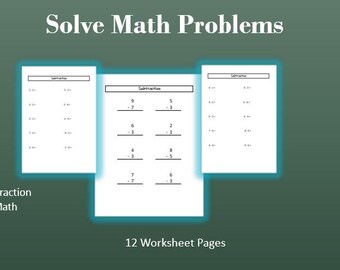 Subtraction Practice Worksheets, Printable Worksheets, Digital Download