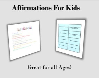 Kids Daily Affirmations Worksheets: Inspiring Quotes, Printable Chart, Digital Download