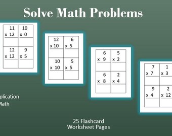 Multiplication Math Flashcards Worksheets, Printable Worksheets, Digital Download