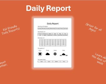 Kid Friendly Daily Report Worksheet: Calendar, Weather, Printable, Digital Download