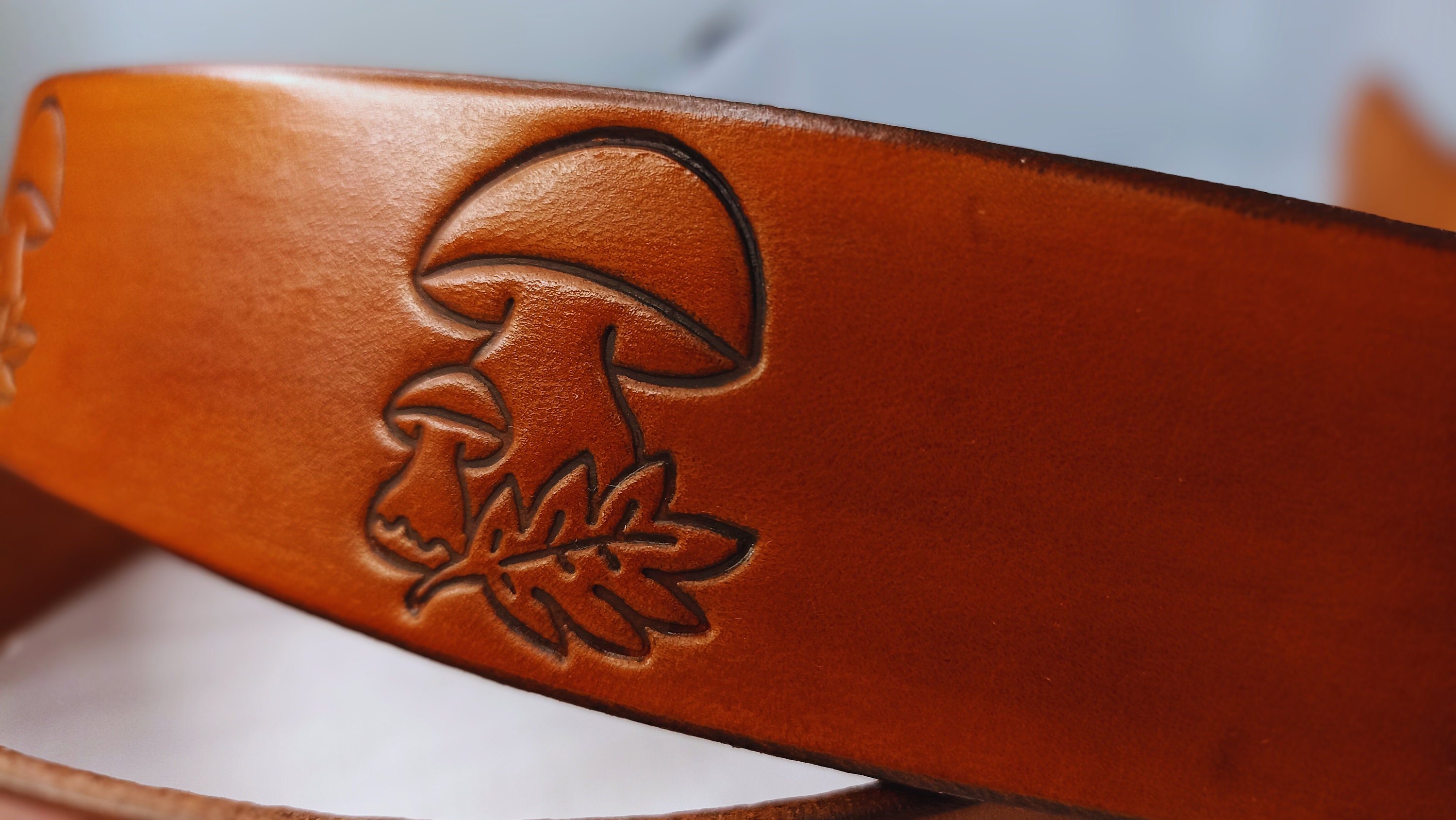 Autumn Hallmarked Leather Belt Chic Mushrooms Cool Belt - Etsy