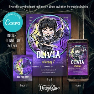 Wednesday Birthday Invitation | Digital Printable Invitation | Wednesday Video Invitation | Addams Family Birthday Invitation