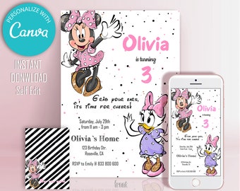 Minnie Mouse & Daisy Duck Birthday Invitation: Pink Theme (Digital Download)