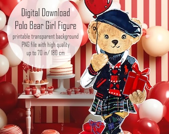 Polo Bear Girl Party Decor: Printable Birthday Cutout (Digital Download)