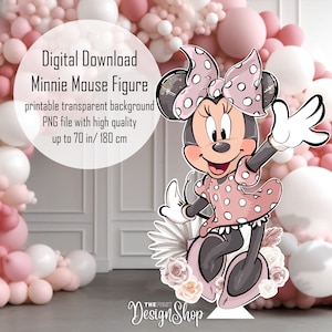 Große Deko Boho Hi Minnie Maus Figur | Blush rosa Maus Dekor | Printable Ausschnitt Dekor | Geburtstag | Geburtstagsparty Dekor | Digitaler Download