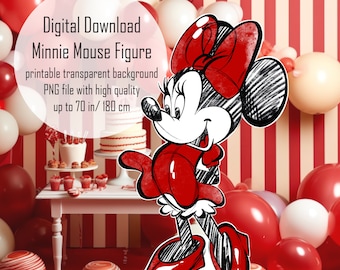 Red Minnie Mouse Figure: Printable Birthday Party Decor (Digital Download)