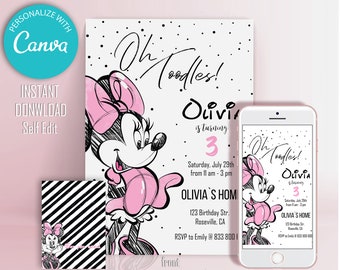 Pink Minnie Mouse Birthday Invitation: Simple Design (Digital Download)