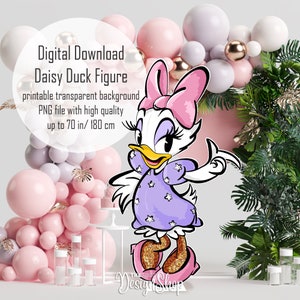 Figurine Daisy Duck Big Decor | Belle décoration de marguerite rose | Décoration découpée imprimable | Baby Shower | Décoration de fête d'anniversaire | Téléchargement numérique