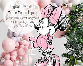 Pink Minnie Mouse Figure: Printable Birthday Party Decor (Digital Download)