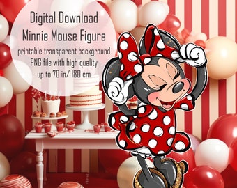 Minnie Mouse Figure: Red Birthday Party Decor (Digital Download)
