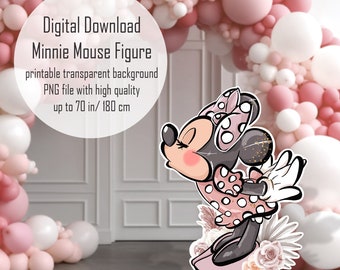 Blush Pink Boho Minnie Mouse Figure: Printable Party Decor (Digital Download)