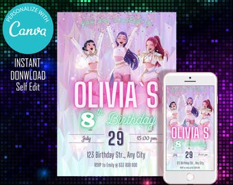Kpop Birthday Invitation: Huntrix Golden Canva Template (Digital Download)