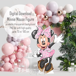 Figura de Minnie Mouse de gran decoración / Hermosa decoración de ratón rosa / Decoración recortable imprimible / Baby Shower / Figura para fiesta de cumpleaños / Descarga digital