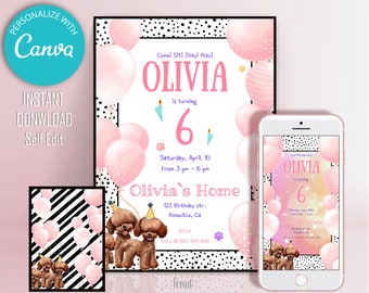 Dog Pawty Birthday Invitation: Editable Puppy Party Invite (Digital Download)